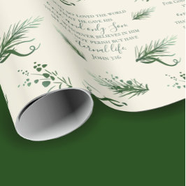 Johannes 3:16 Bijbel Moderne Salie Kerstmis Cadeaupapier