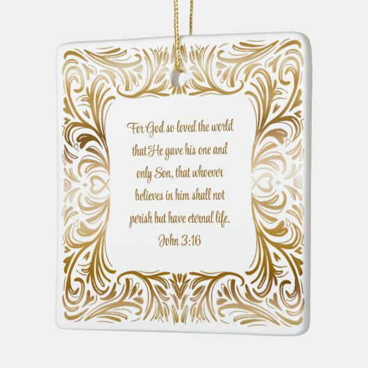 Johannes 3:16 Bijbelse Schrift gepersonaliseerde K Keramisch Ornament (Links)