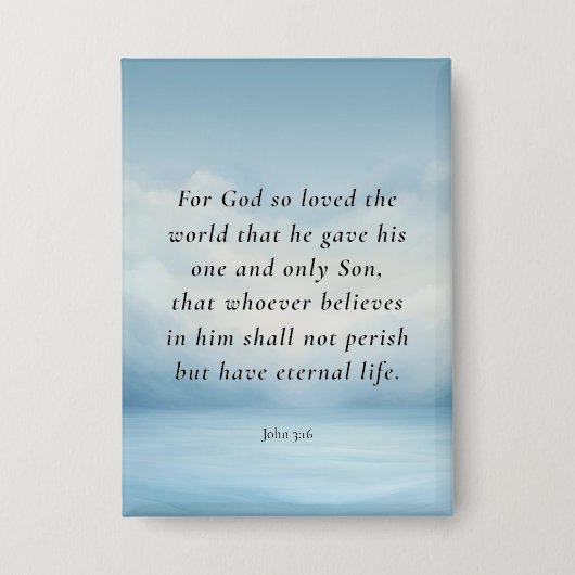 Johannes 3:16 Bijbelvers Afbeelding Button (Voorkant)