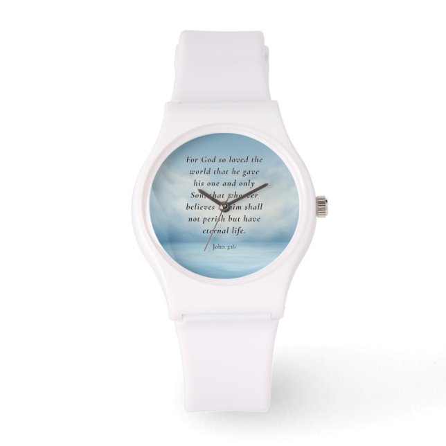 Johannes 3:16 Bijbelvers Afbeelding Horloge (Voorkant)