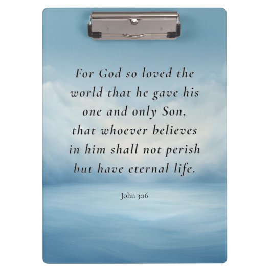 Johannes 3:16 Bijbelvers Afbeelding Klembord (Voorkant)