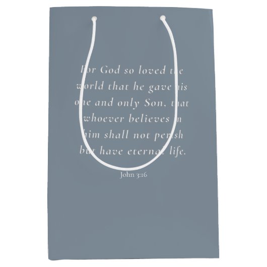 Johannes 3:16 Bijbelvers Afbeelding Medium Cadeauzakje (Voorkant)