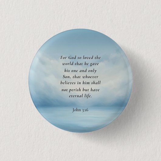 Johannes 3:16 Bijbelvers Afbeelding Ronde Button 3,2 Cm (Voorkant)