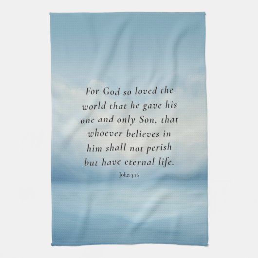 Johannes 3:16 Bijbelvers Afbeelding Theedoek (Verticaal)