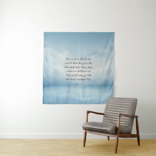 Johannes 3:16 Bijbelvers Afbeelding Wandkleed