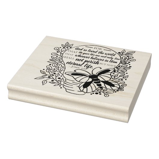 Johannes 3:16 Bijbelvers Bloemenlamp Rubberstempel (Stempel)
