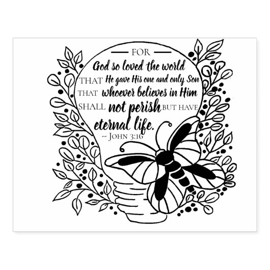 Johannes 3:16 Bijbelvers Bloemenlamp Rubberstempel (Afrduk)