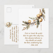 Johannes 3:16 Bijbelvers Christelijk gouden kerst Feestdagenkaart (Voorkant / Achterkant)