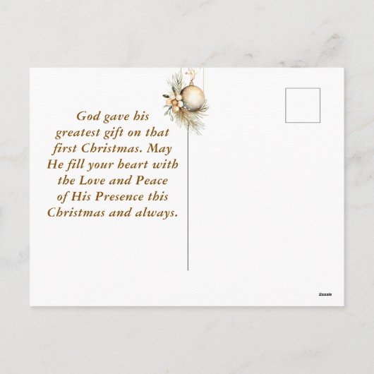 Johannes 3:16 Bijbelvers Christelijk gouden kerst Feestdagenkaart (Achterkant)