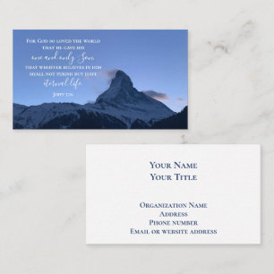 Johannes 3:16 Bijbelvers   Matterhorn Originele fo Visitekaartje