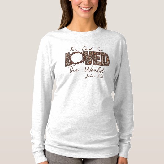 Johannes 3:16 Bijbelvers T-shirt met lang Sleeve (Voorkant)