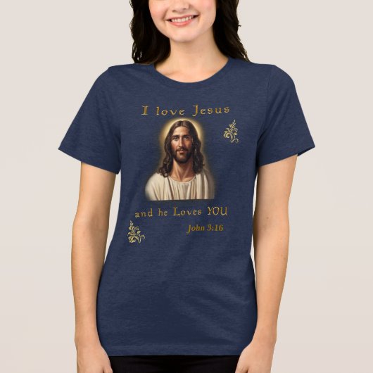 Johannes 3:16 Bijbelvers Tri-Blend Shirt (Voorkant)