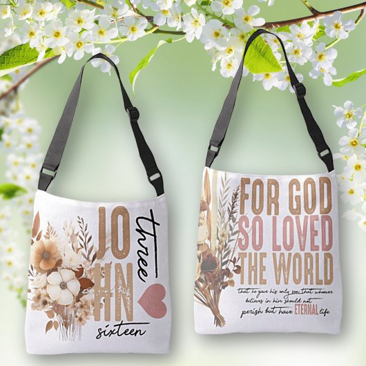 Johannes 3:16 Bijbelvers Witte Canvas tas
