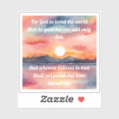 Johannes 3:16 Bijbelvers Zonsondergang Waterdicht Sticker (Vel)