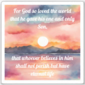 Johannes 3:16 Bijbelvers Zonsondergang Waterdicht Sticker (Voorkant)