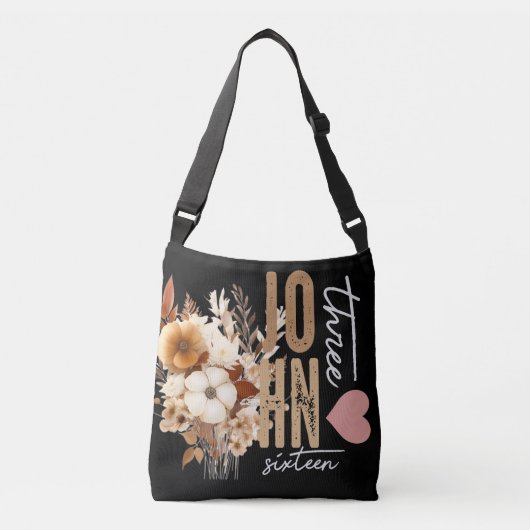 Johannes 3:16 Bijbelvers Zwarte Canvas tas (Voorkant)