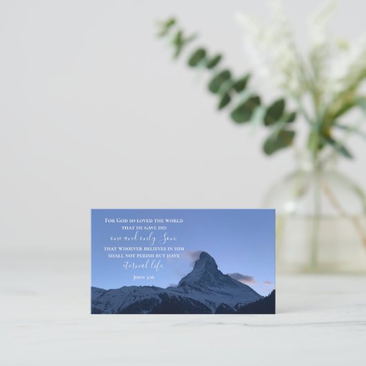 Johannes 3:16 Bijbelvers | Zwitserse Alpen Origine Visitekaartje (Staand voorkant)