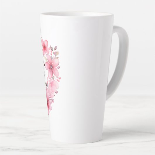 Johannes 3:16 Bloemhart Bijbelvers Latte Mok (Rechterhoek)