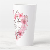 Johannes 3:16 Bloemhart Bijbelvers Latte Mok (Voorkant)