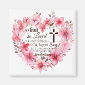 Johannes 3:16 Bloemhart Bijbelvers Magneet (Voorkant)