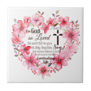 Johannes 3:16 Bloemhart Bijbelvers Tegeltje