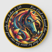 Johannes 3:16 Christelijk blauw-wit Abstract paard Grote Klok (Voorkant)