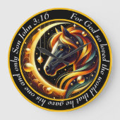 Johannes 3:16 Christelijk zwart-wit paardenhoofd Grote Klok (Voorkant)