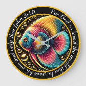 Johannes 3:16 Christelijke onderwatergloed Betta Grote Klok (Voorkant)