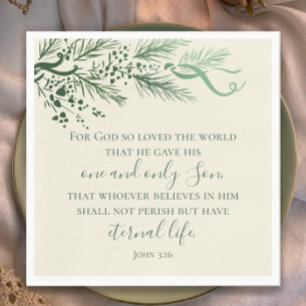 Johannes 3:16 Custom Modern Sage Greenery Kerstmis Servet