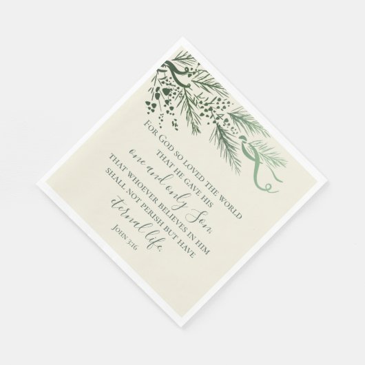 Johannes 3:16 Custom Modern Sage Greenery Kerstmis Servet (Hoek)