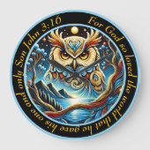 Johannes 3:16 De gouden uil voor God is zo groot Grote Klok (Voorkant)