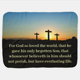 JOHANNES 3:16 Drie kruisen Bijbelvers Inbakerdoek