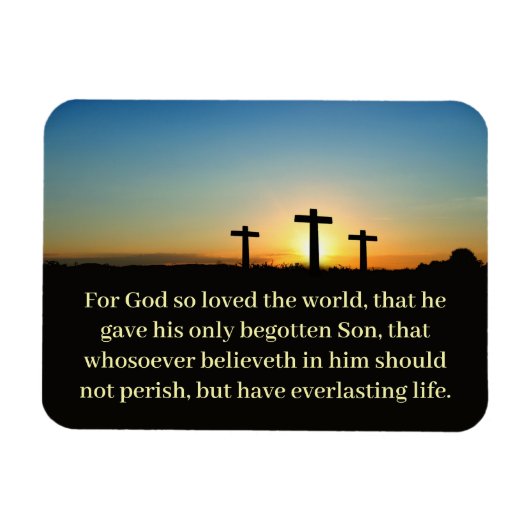 JOHANNES 3:16 Drie kruisen Bijbelvers Magneet (Horizontaal)