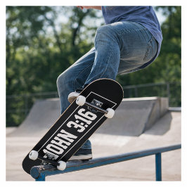 Johannes 3:16 Eenvoudig Modern Zwart en Wit Christ Persoonlijk Skateboard