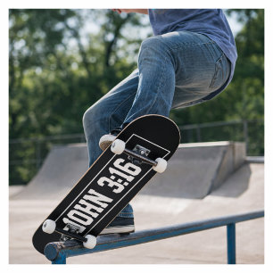 Johannes 3:16 Eenvoudig Modern Zwart en Wit Christ Persoonlijk Skateboard