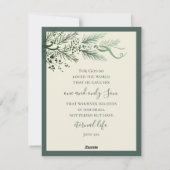 Johannes 3:16 Elegant Modern Groen Custom Kerstmis Feestdagenkaart (Achterkant)