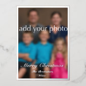 Johannes 3:16 Elegant Modern groen Foto Kerstmis Folie Feestdagenkaart (Voorkant)