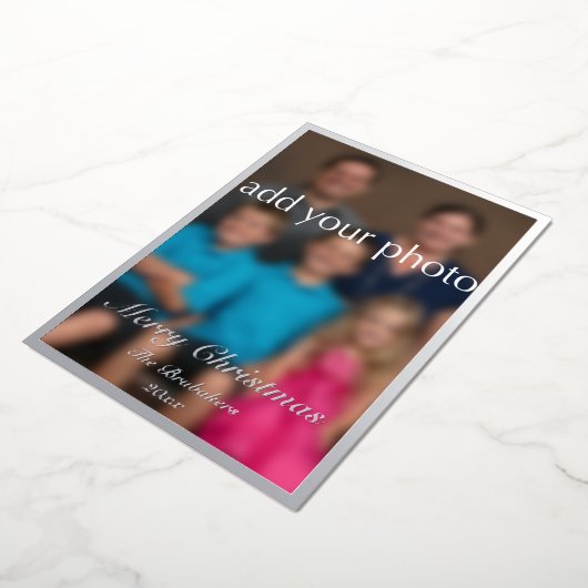 Johannes 3:16 Elegant Modern groen Foto Kerstmis Folie Feestdagenkaart (Gedraaid)