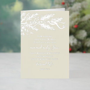 Johannes 3:16 Elegant Modern Pine Christelijk Kers Folie Feestdagenkaart
