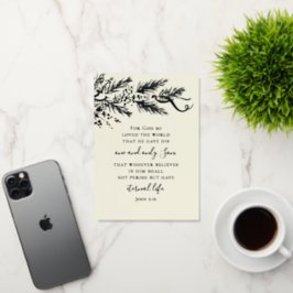 Johannes 3:16 Elegant Modern Pine Christelijk Kers Folie Feestdagenkaart