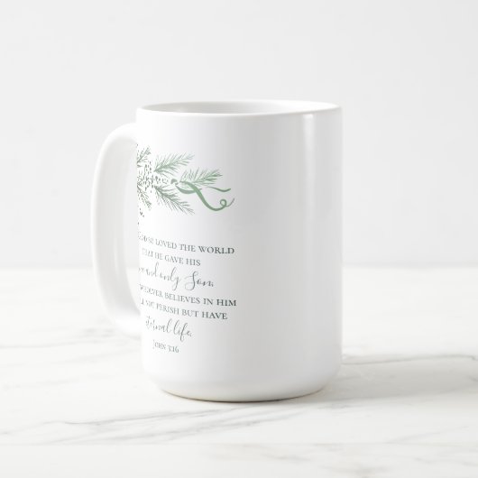 Johannes 3:16 Elegant modern religieus kerstcadeau Koffiemok (Voorkant links)