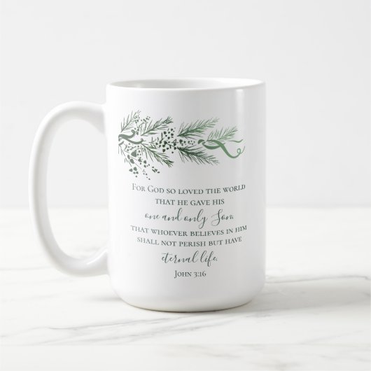 Johannes 3:16 Elegant modern religieus kerstcadeau Koffiemok (Links)