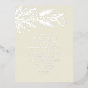 Johannes 3:16 Elegante Originele Pine Kerstmis Folie Feestdagen Briefkaart