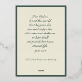 Johannes 3:16 Elegante Wijze Familie Foto Kerstmis Folie Feestdagenkaart (Achterkant)