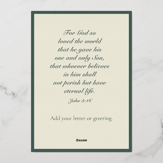 Johannes 3:16 Elegante Wijze Familie Foto Kerstmis Folie Feestdagenkaart (Achterkant)