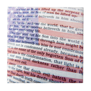 Johannes 3:16 en Amerikaanse vlag Tegeltje