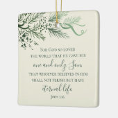 Johannes 3:16 Gepersonaliseerde Sage Pine kerstcad Keramisch Ornament (Links)