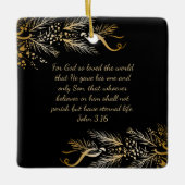 Johannes 3:16 Gepersonaliseerde Schrift Kerstgesch Keramisch Ornament (Voorkant)