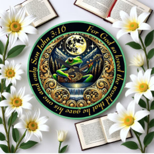 Johannes 3:16 Gitaartrommelende kikker gloeit onde Grote Klok