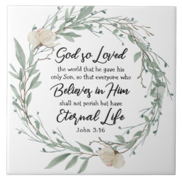Johannes 3:16 God had de wereld zo lief, Bijbelver Tegeltje